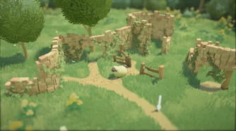 A sheep next to a fence