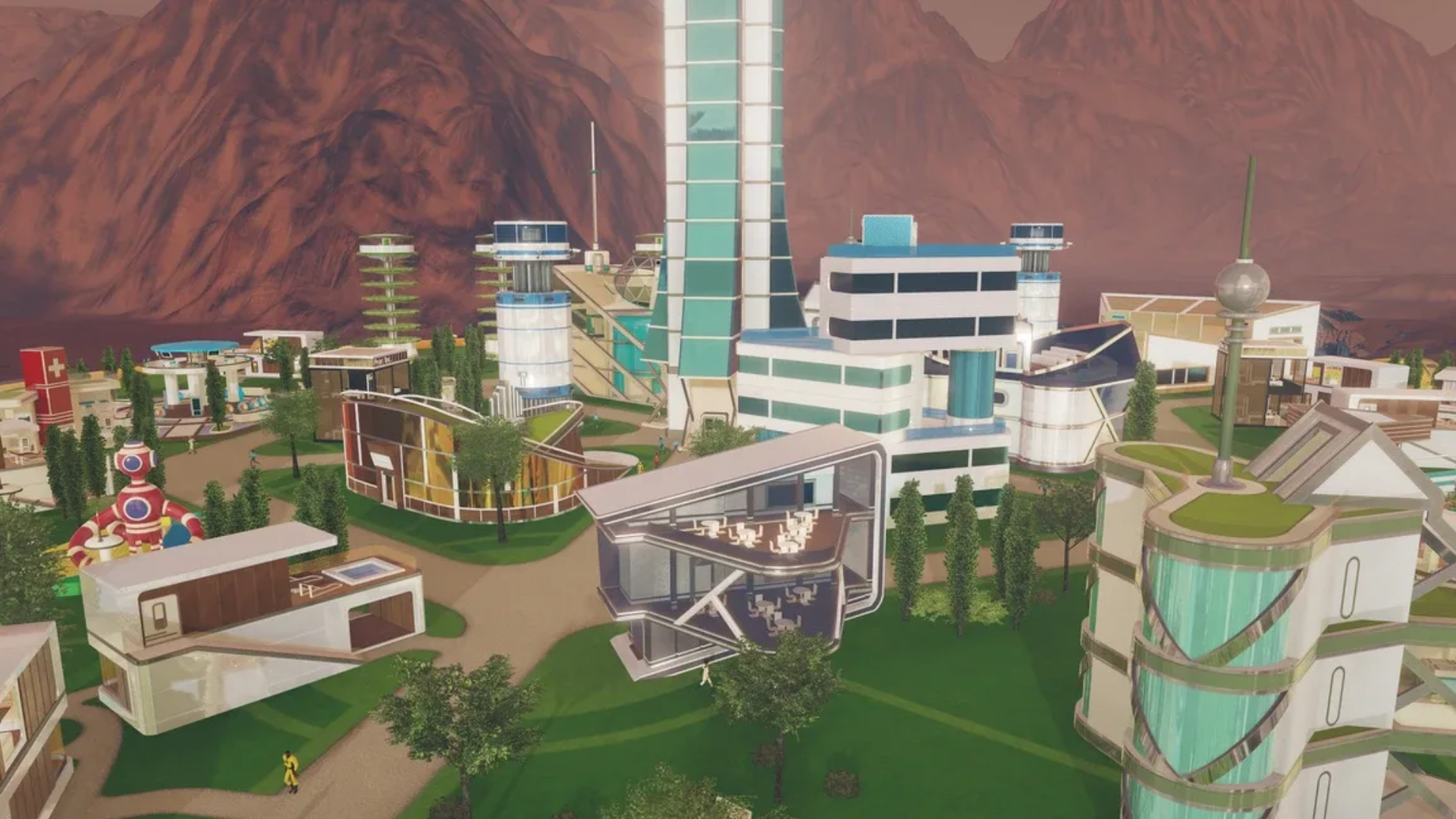 A futuristic city in Surviving Mars