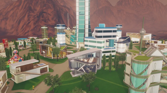 A futuristic city in Surviving Mars