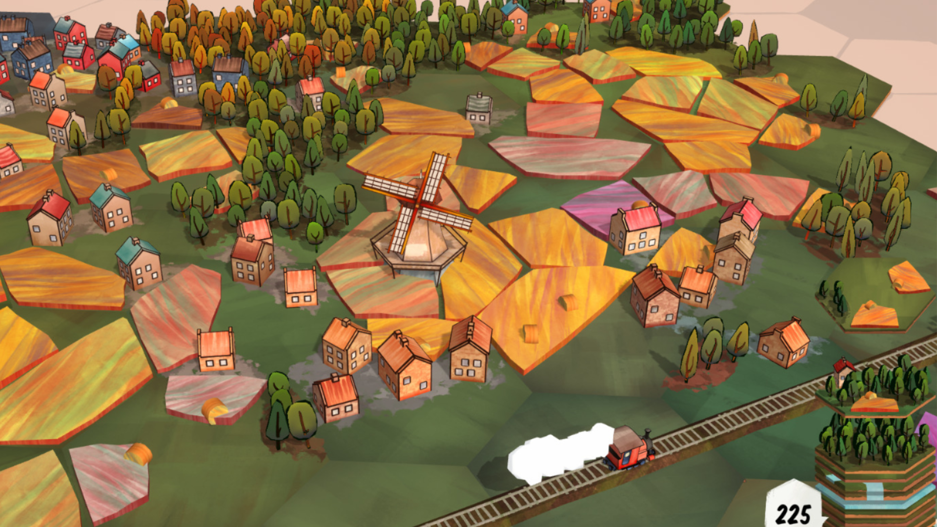 Farmland with a windmill
