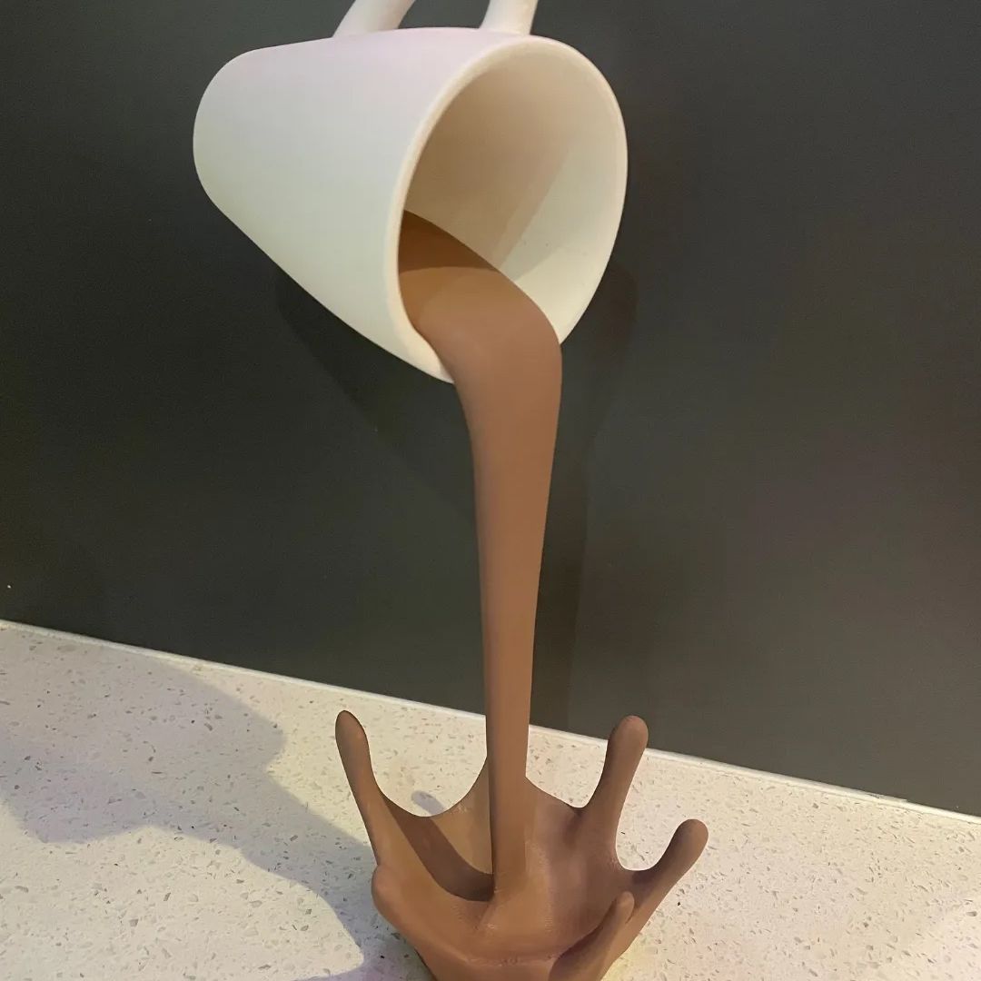 3d printed coffee splush sculpture with no plate