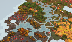 Areas of land separated by water