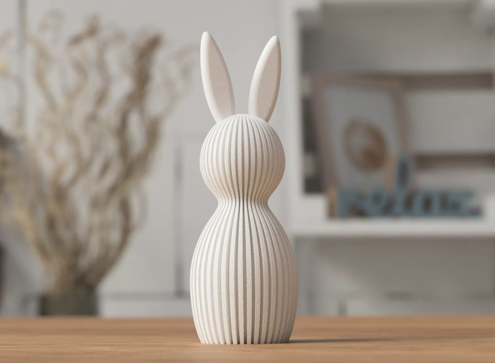 A white easter bunny with ears