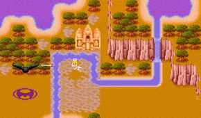 Angel fighting monsters over the city contruction in ActRaiser