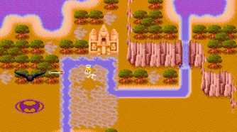 Angel fighting monsters over the city contruction in ActRaiser