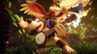 A screenshot from Banjo Kazooie as he appears in Super Smash Bros.