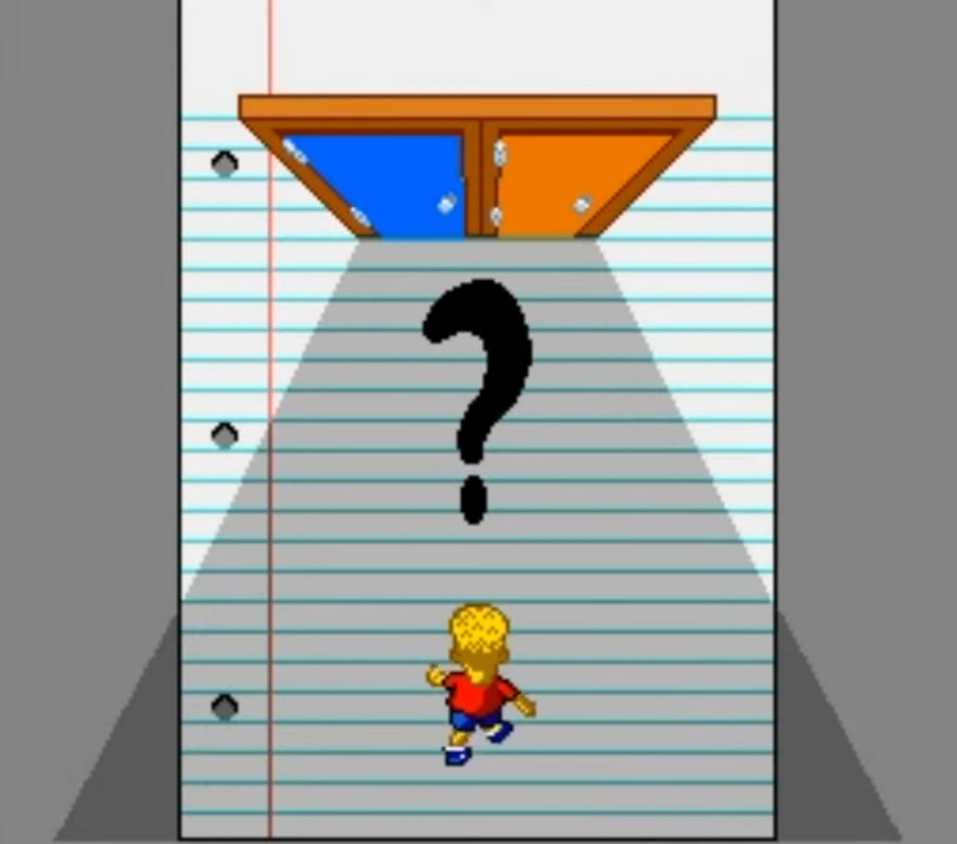 Bart choosing a minigame door in Bart's Nightmare