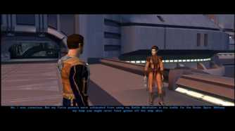 A screenshot of Bastila Shan in Star Wars Knights of the Old Republic