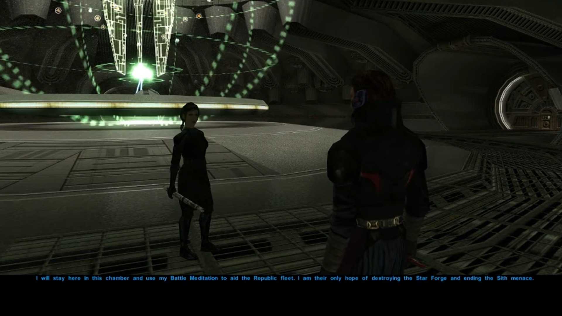 A screenshot of Bastila Shan in Star Wars Knights of the Old Republic