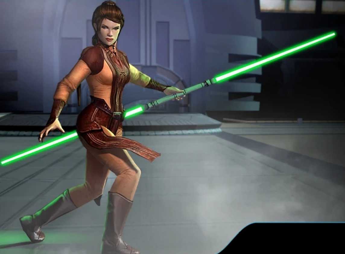 A promo image of Bastila Shan in Star Wars Knights of the Old Republic.