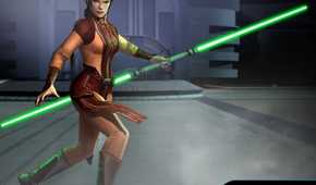 A promo image of Bastila Shan in Star Wars Knights of the Old Republic.