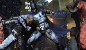 Batman beating up thugs in Batman: Arkham City
