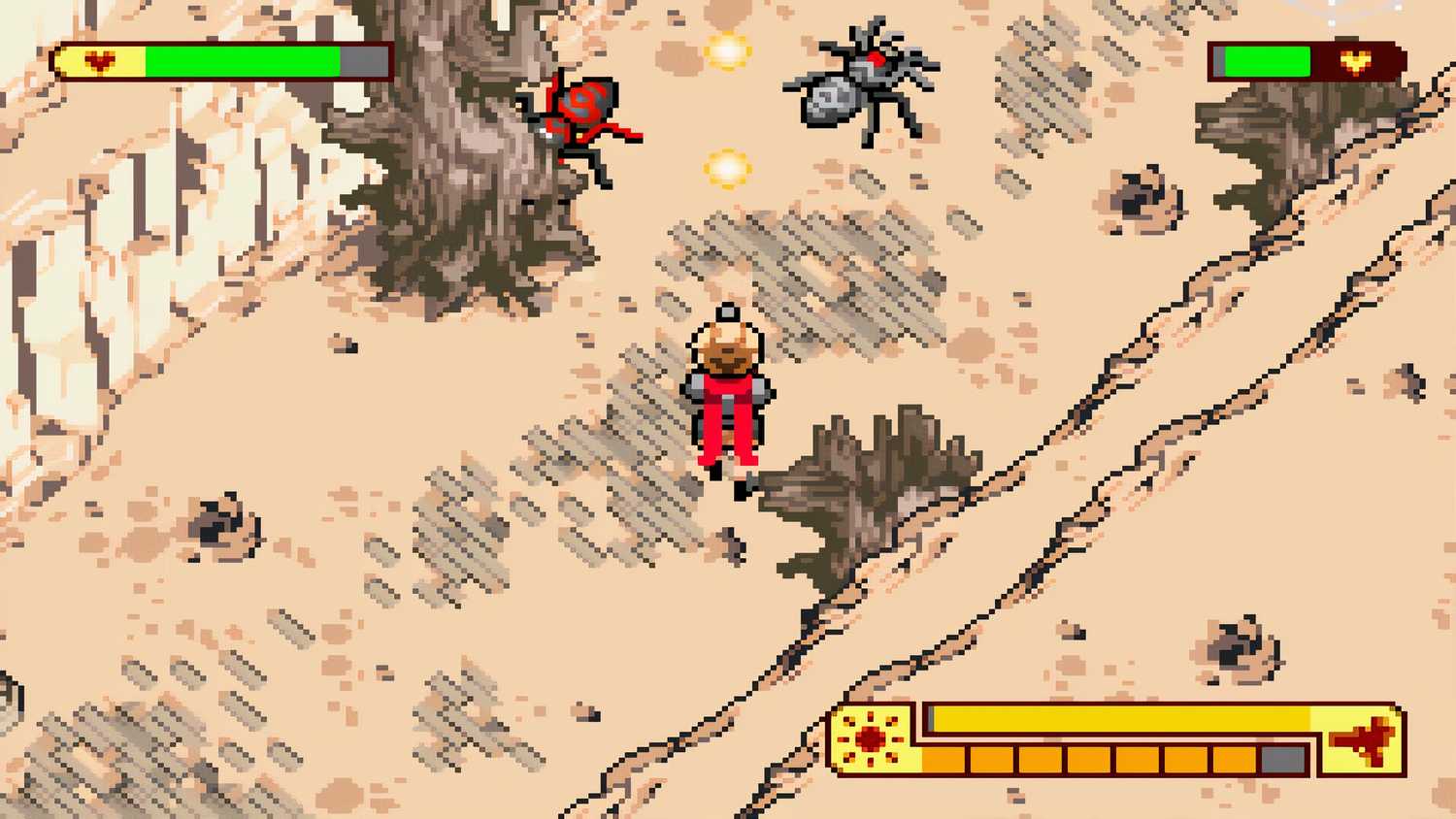 Screenshot of fighting Spiders in Boktai: The Sun is in Your Hand