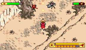 Screenshot of fighting Spiders in Boktai: The Sun is in Your Hand