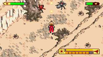 Screenshot of fighting Spiders in Boktai: The Sun is in Your Hand
