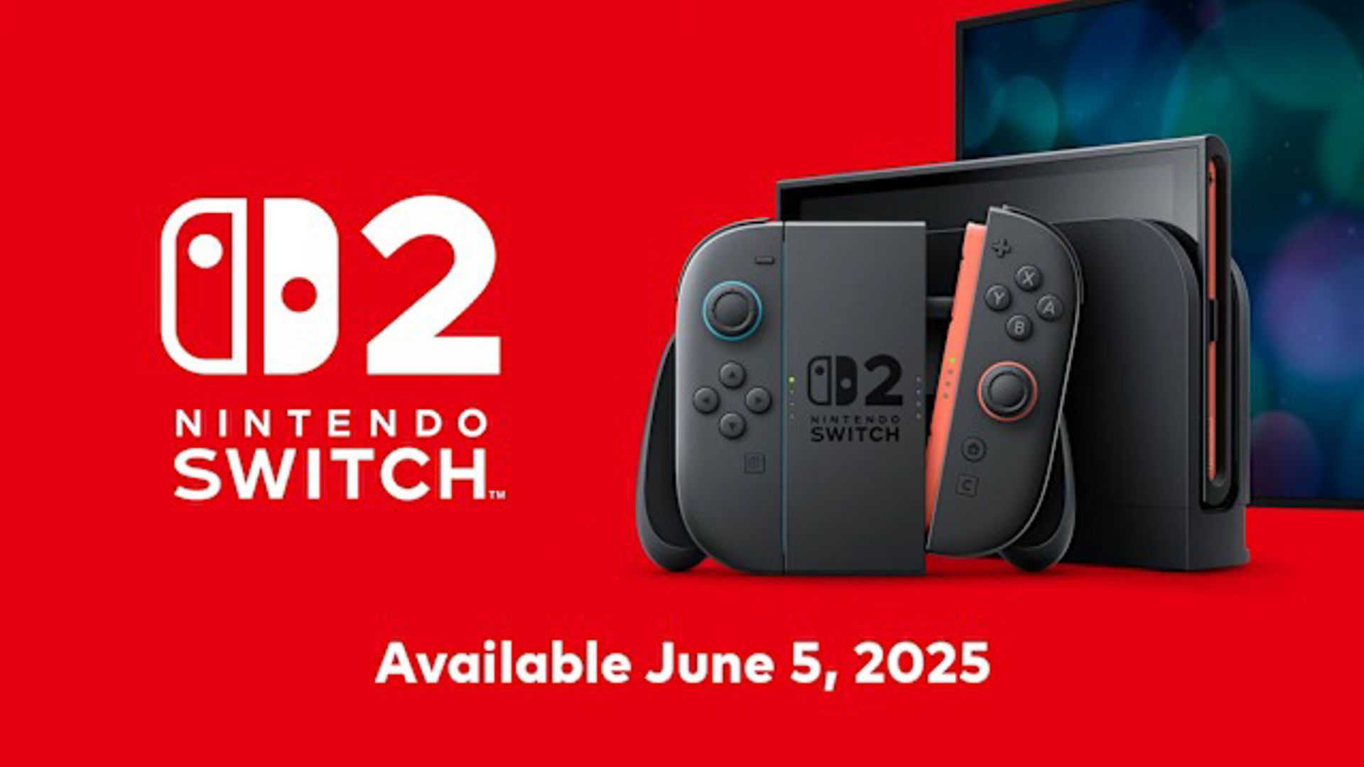 Promo image about the Switch 2 being available on June 5, 2025