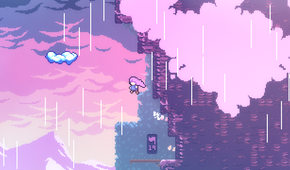 celeste jumping off the mountain