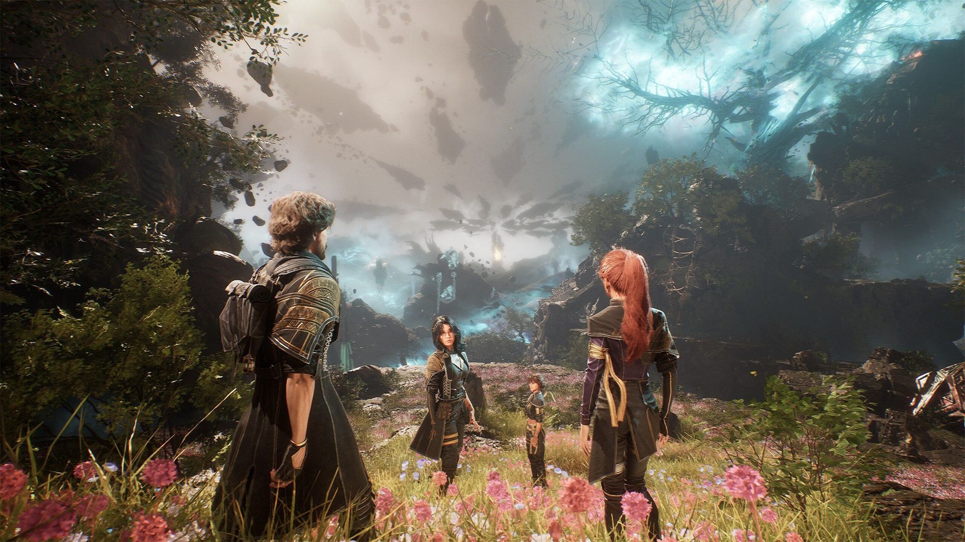 Clair Obscur Expedition 33 party walking through a peaceful meadow
