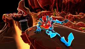 An image from the game Crash Bandicoot 4: It's About Time, showing Crash sliding across a platform.