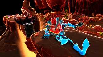 An image from the game Crash Bandicoot 4: It's About Time, showing Crash sliding across a platform.
