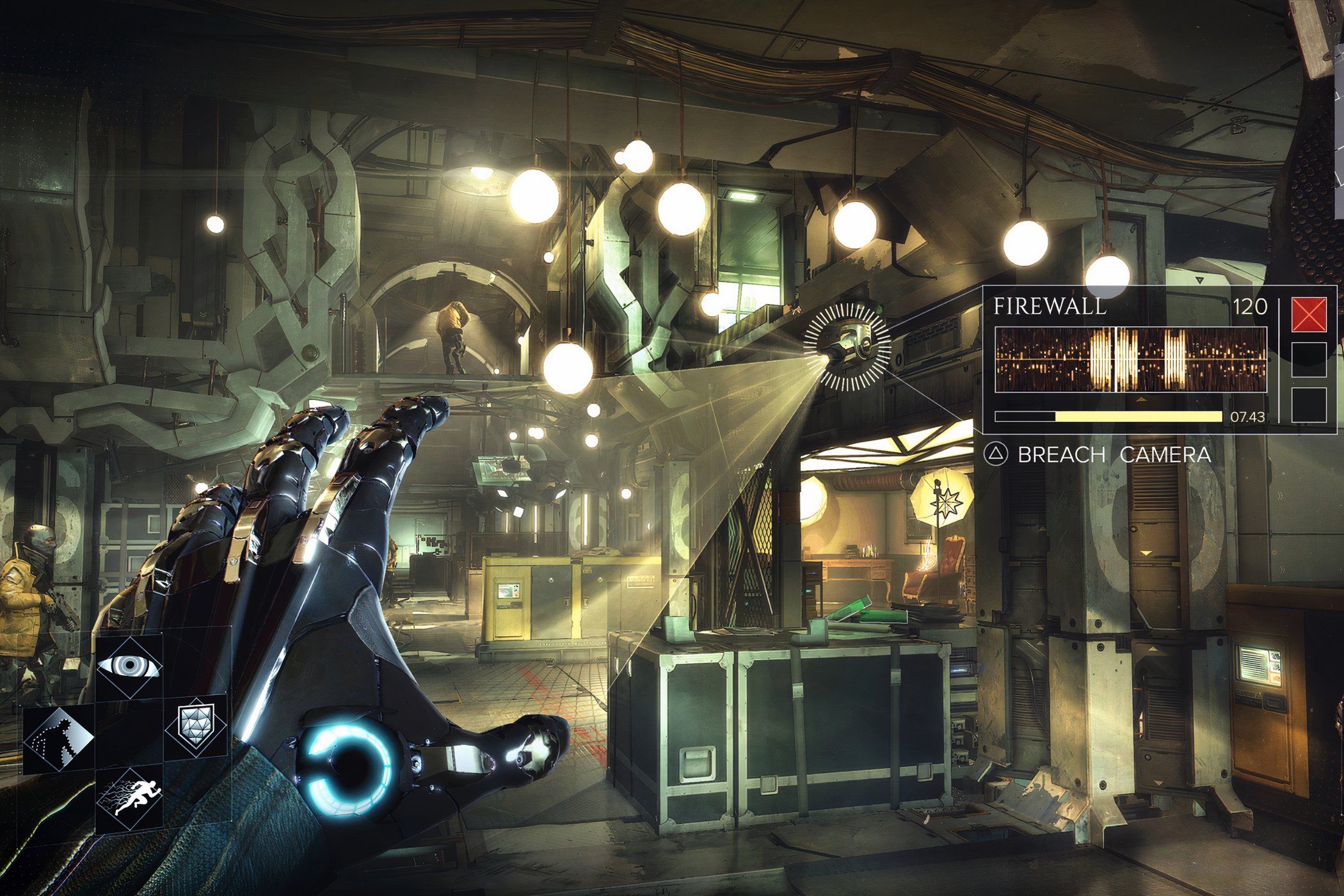 A screenshot from the game Deus Ex: Mankind Divided, showing the player hacking a camera.