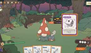 Diceomancer using a card on a mushroom guy