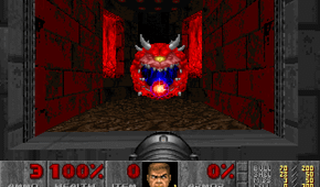 Gunman staring down a red beholder.