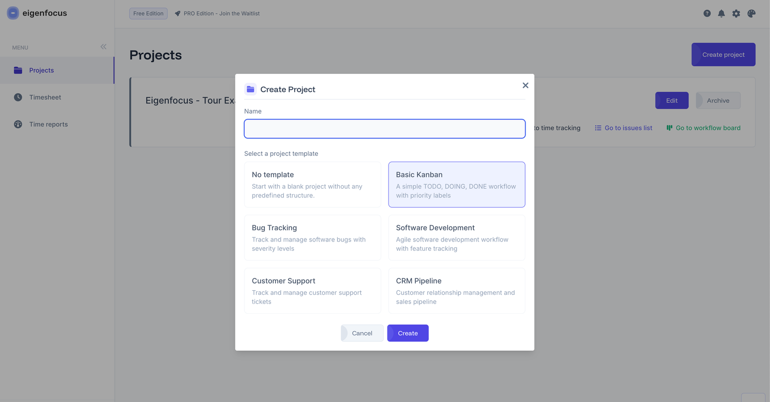 Eigenfocus - create project