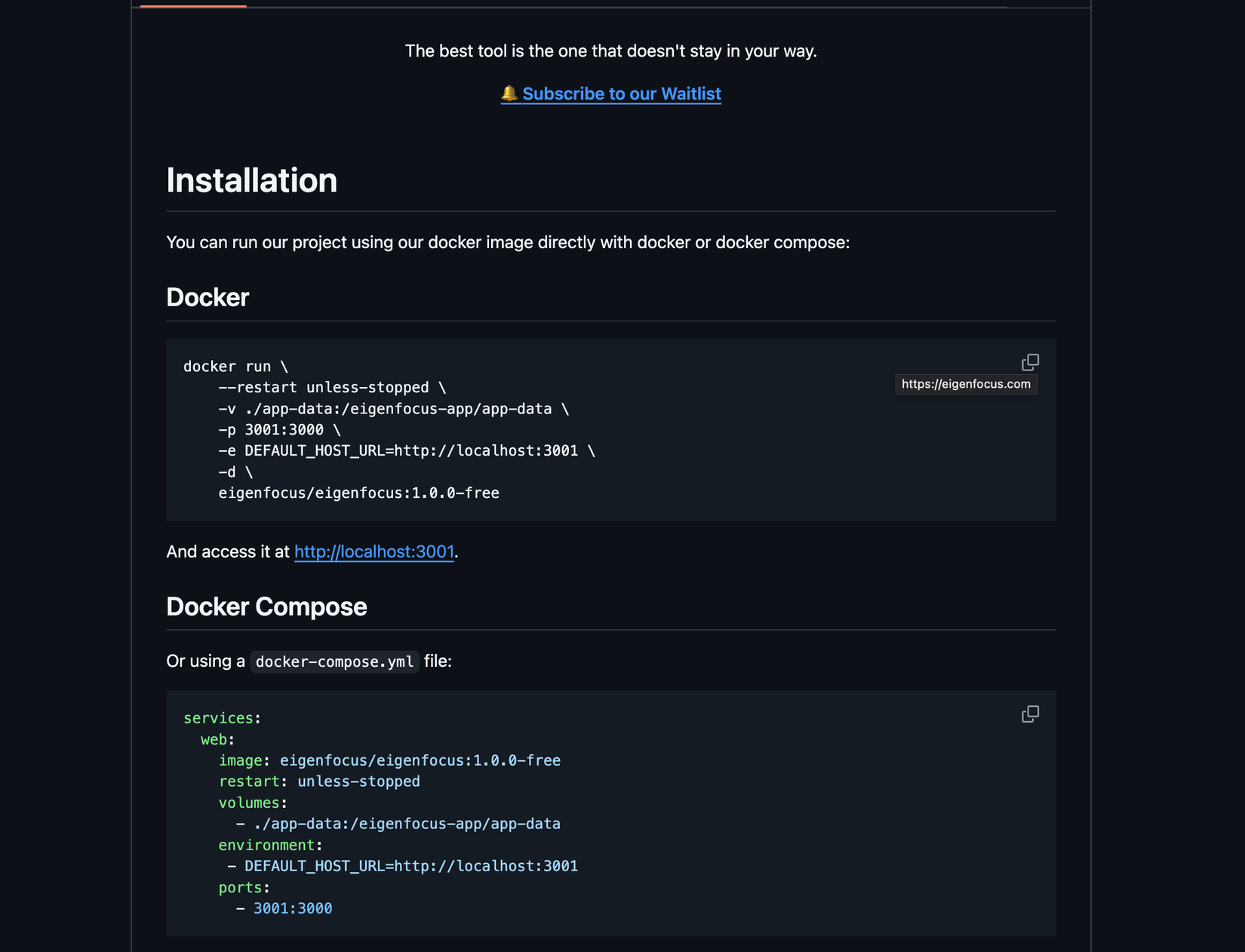 Eigenfocus - self hosting