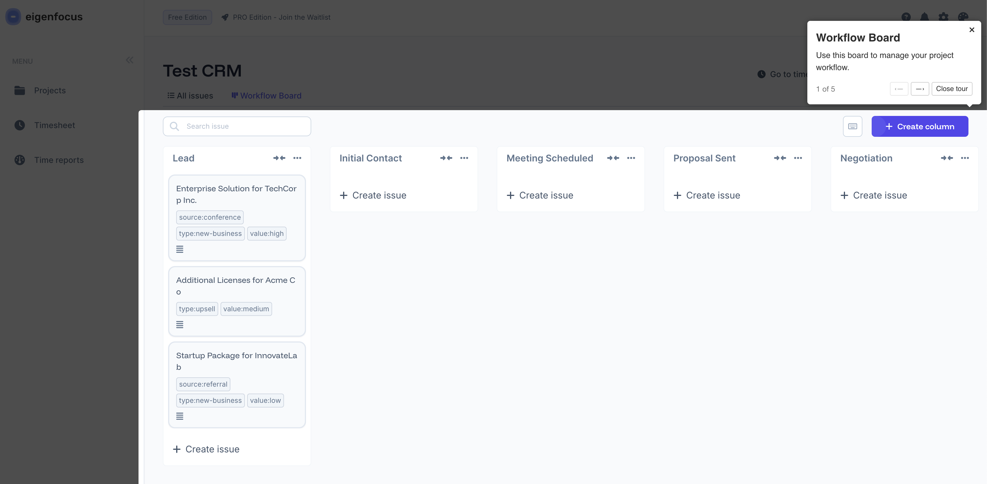 Eigenfocus - test CRM