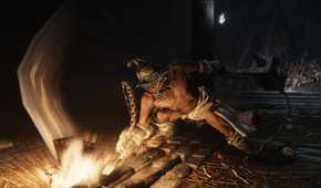 Elden Ring Grave Warden Duelist slamming hammer