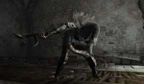 Elden Ring Black Knife Assassin bowing in dungeon