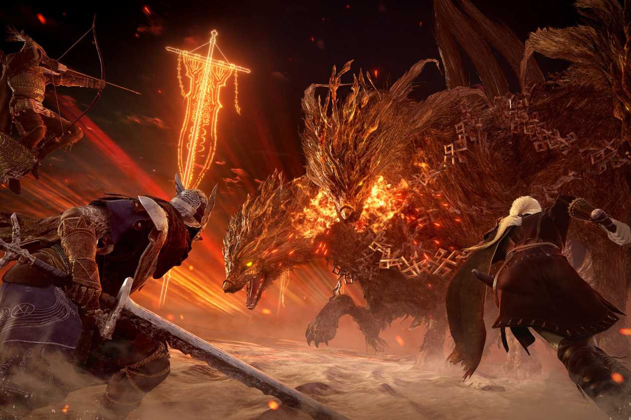 Elden Ring Nightreign players fighting Cerberus boss.