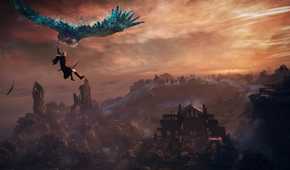Elden Ring Nightreign player flying over Limveld.