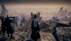 Elden Ring Nightreign players standing on cliff overlooking ruins