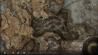 Screenshot of Elden Ring video game map over the Abyssal Woods section