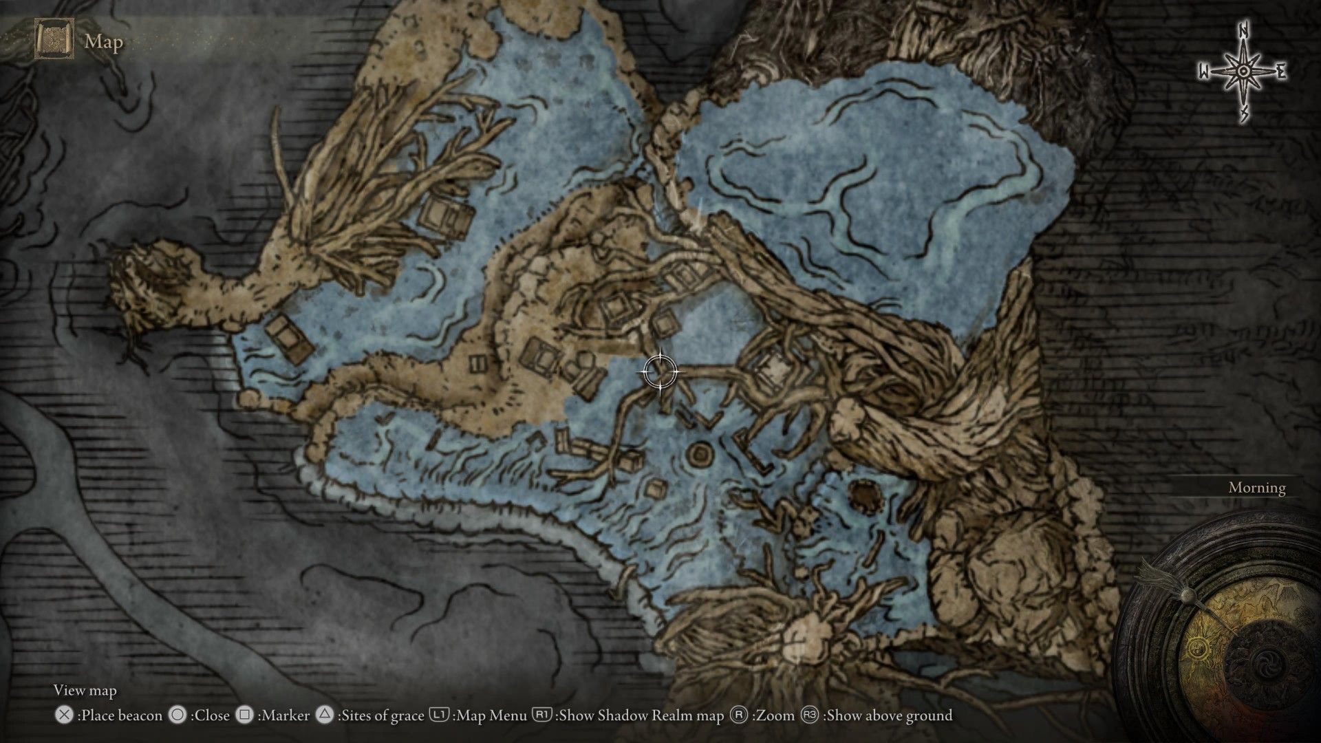 Screenshot of Elden Ring video game map over the Deeproot Depths section