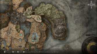 Screenshot of Elden Ring video game map over the Finger Ruins of Dheo section