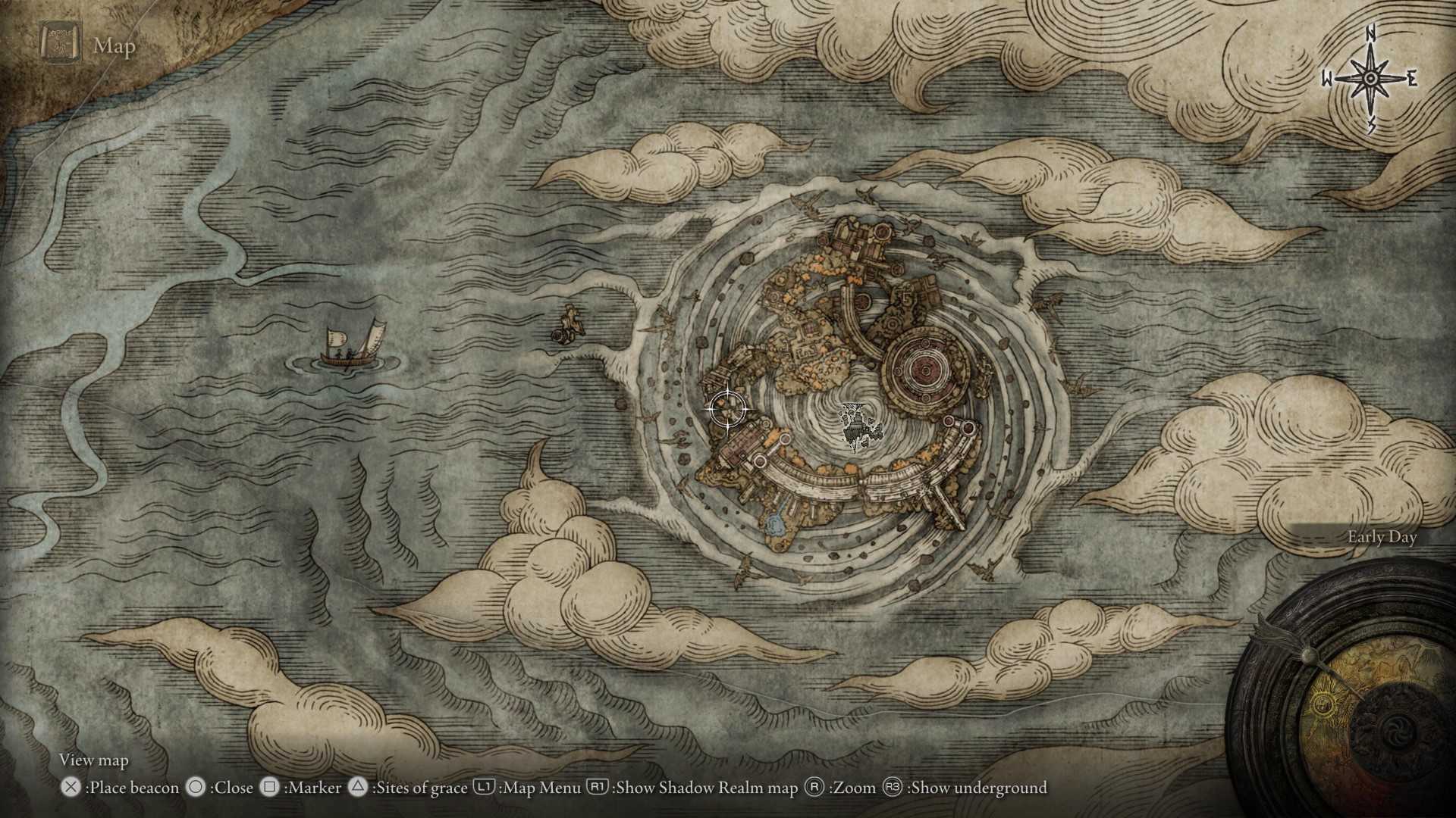 Screenshot of Elden Ring video game map over the Crumbling Farum Azula section
