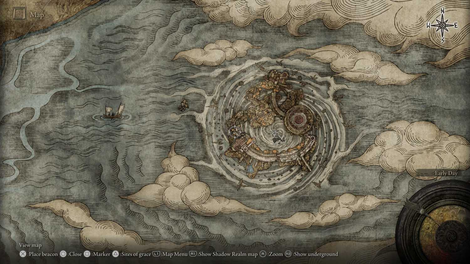Screenshot of Elden Ring video game map over the Crumbling Farum Azula section