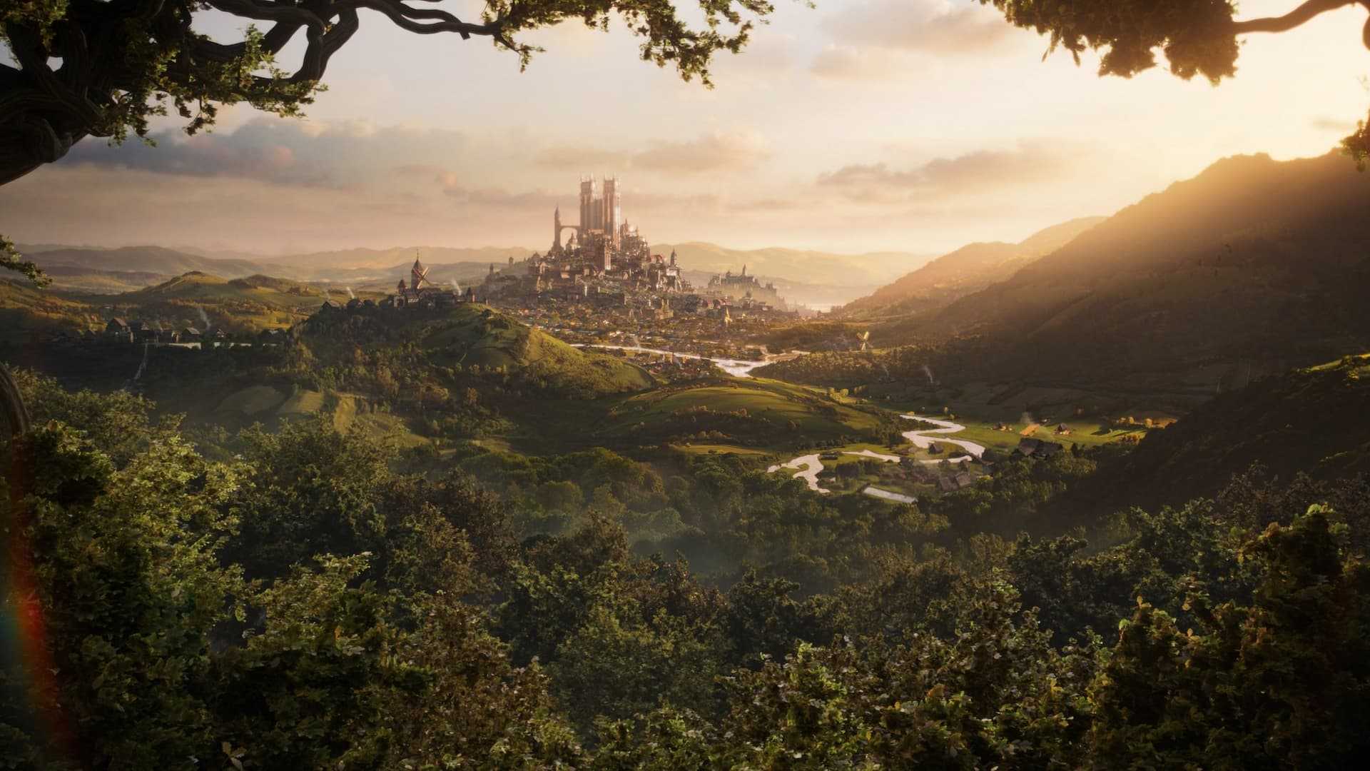 A zoomed out look at Albion in the rebooted Fable, with Bowerstone in the background.
