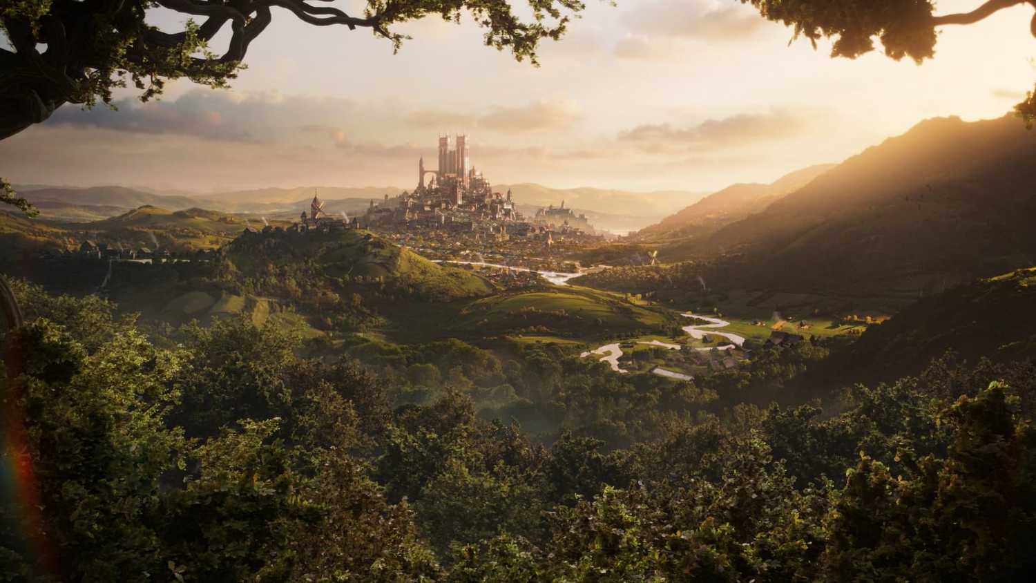 A zoomed out look at Albion in the rebooted Fable, with Bowerstone in the background.