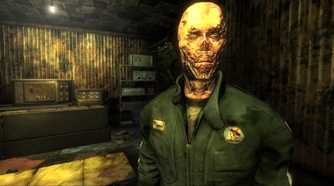 An image from the game Fallout: New Vegas, showing a man with a mutated face.