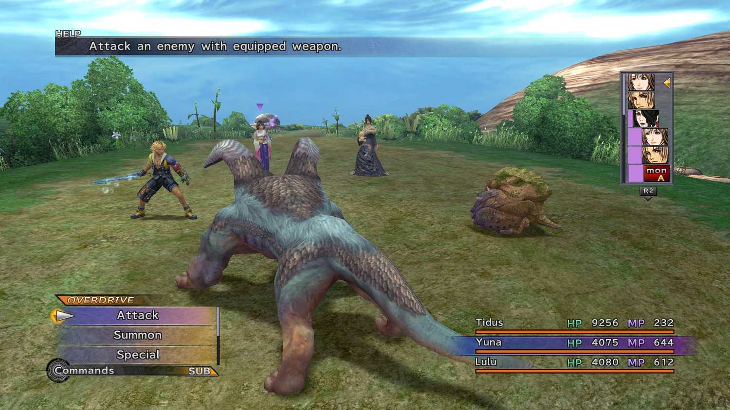 A screenshot of gameplay from Final Fantasy X