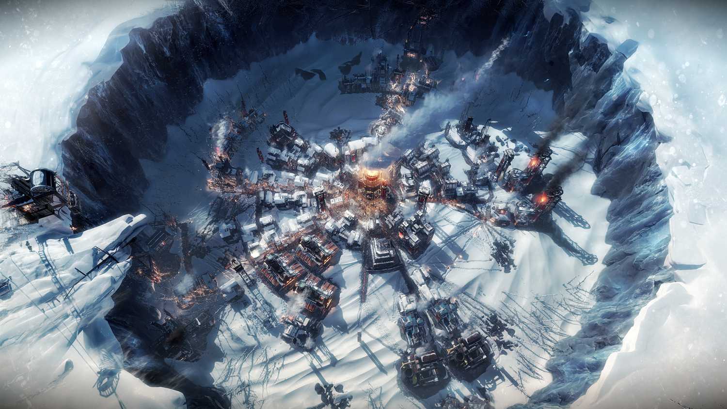 city built around power core in desolate winter