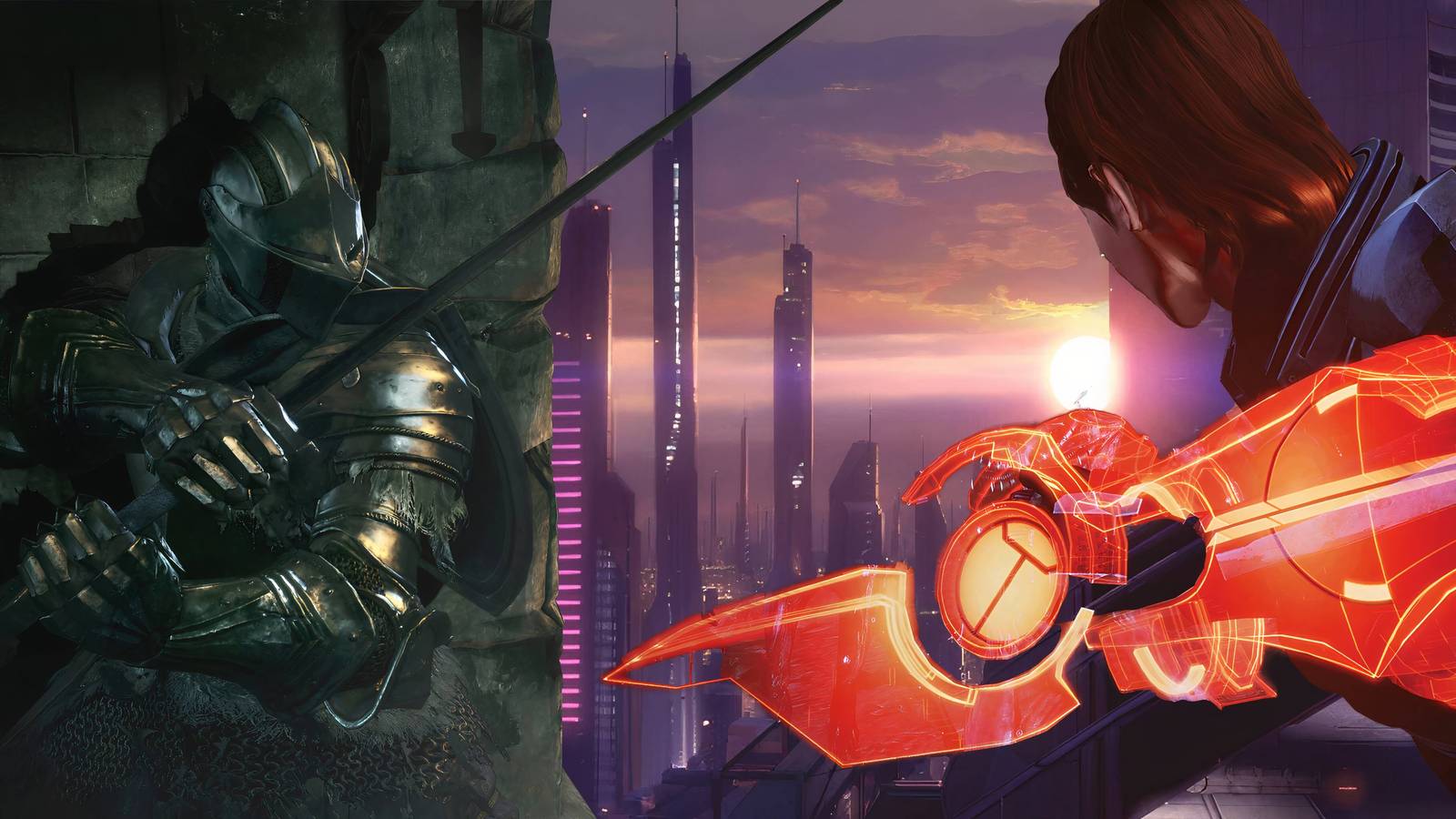 An image from Dark Souls III and Mass Effect 3.