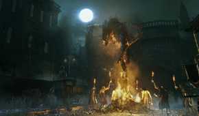 Bloodborne enemies surrounding fire