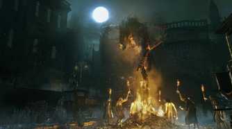 Bloodborne enemies surrounding fire