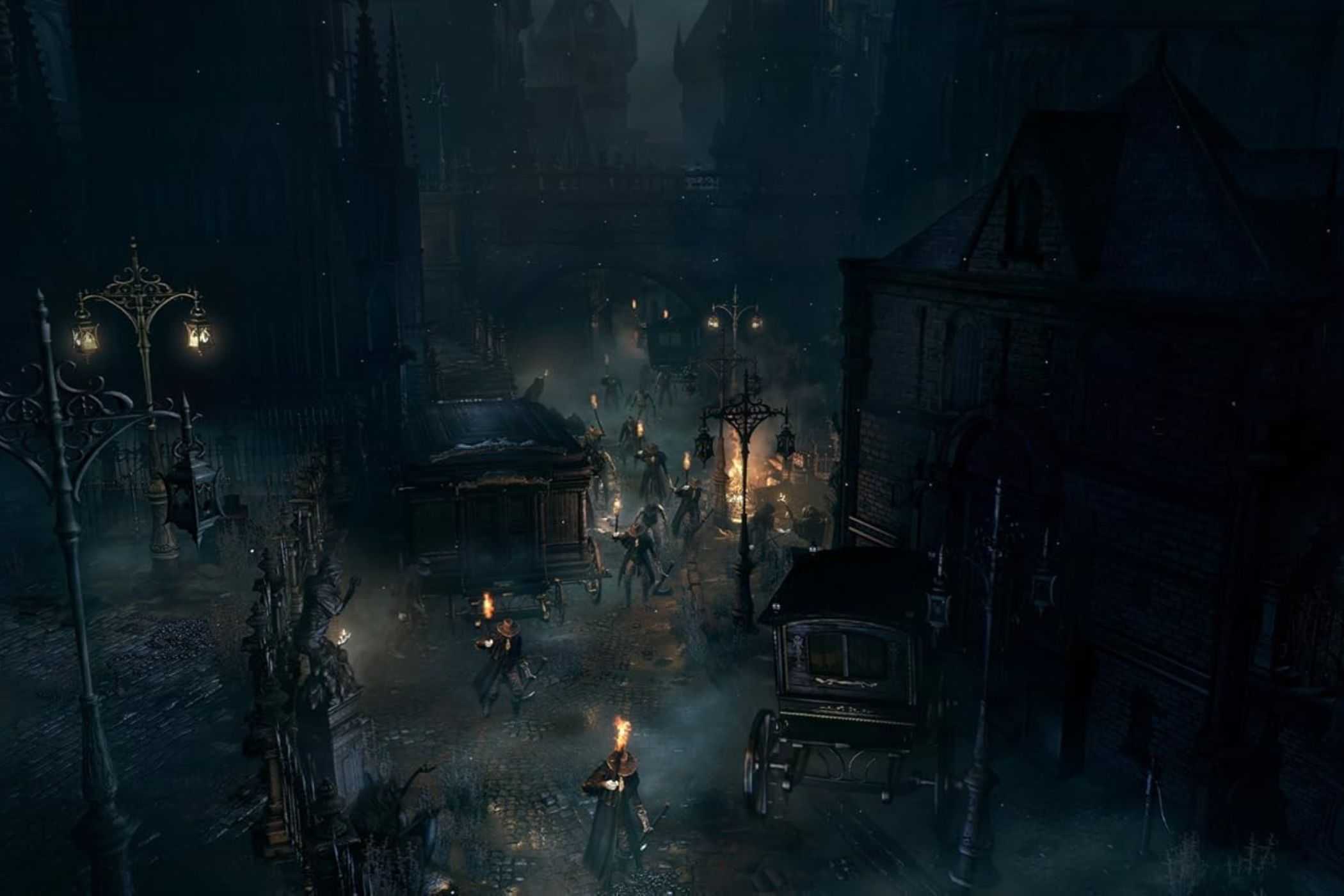Bloodborne enemies walking the streets