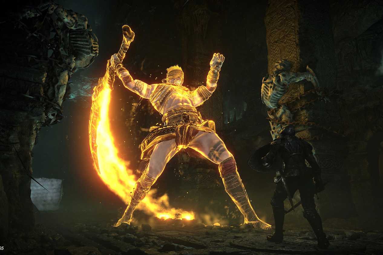 Demons SOuls Unknown hero boss slashing sword